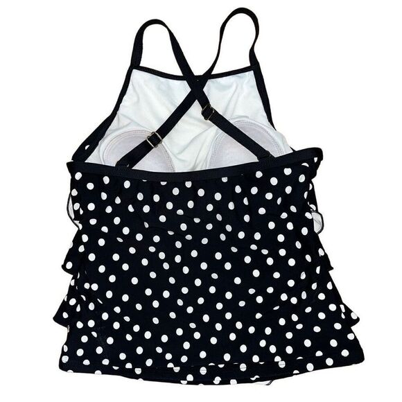 Athena black white polka dot tiered bathing suit 6 - Picture 2 of 5